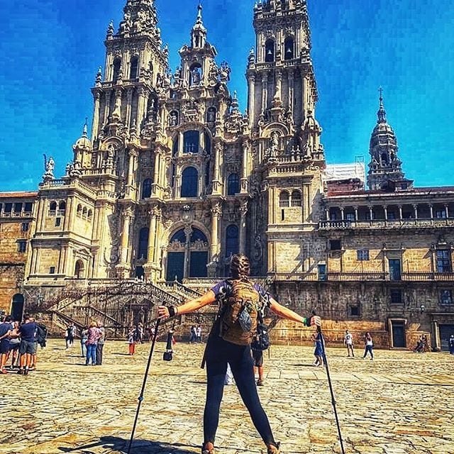 Reaching the cathedral at santiago de compostela